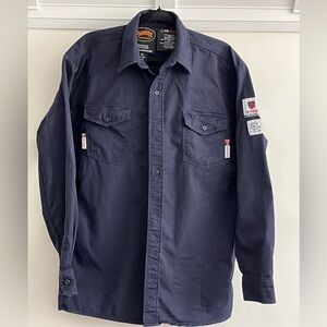 PIONEER Navy FR-Tech Work Shirt with Logo Patch
